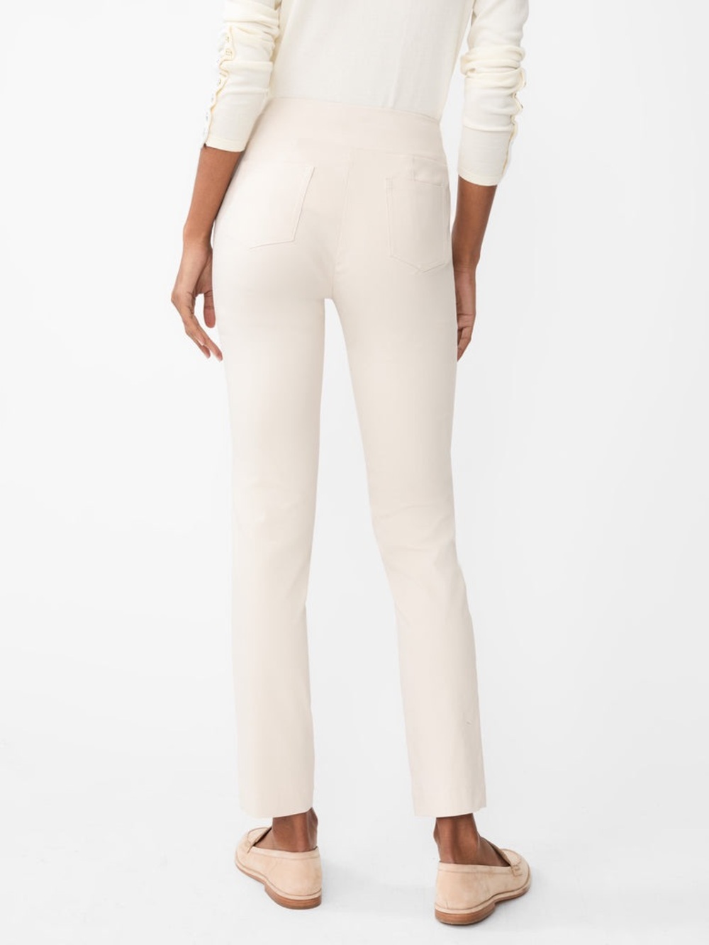 J. McLaughlin Masie Pull-On Pants 4 Stone Beige Slim Tapered Leg Elastic Waist - Picture 2 of 11